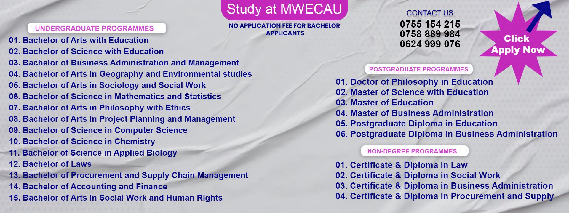 Study at MWECAU