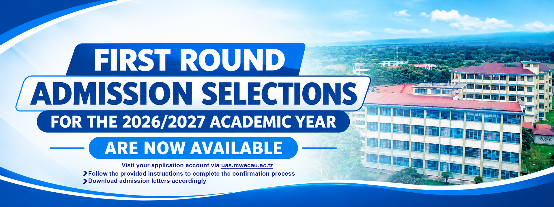 FIRST ROUND ADMISSION SELECTIONS FOR THE 2026/2027 ACADEMIC YEAR